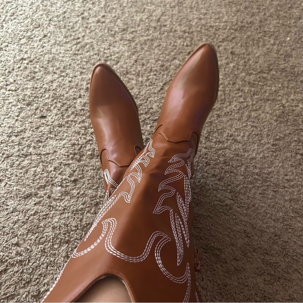 WOMEN’S KNEE HIGH COWBOY BOOTS (CATTLE-9) - Picture 4 of 12